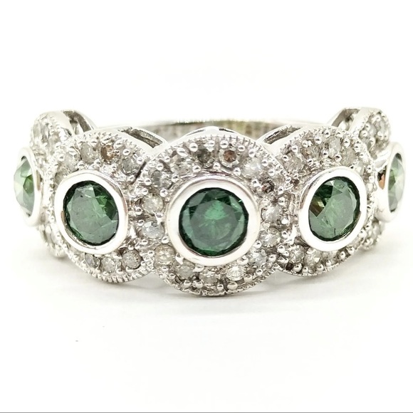 Jewelry Ring Green Diamond White Gold 3712156